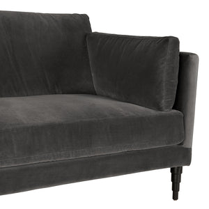 Andalusia Velvet Upholstered 3-seater Sofa with Carved Wood Legs for Modern Living