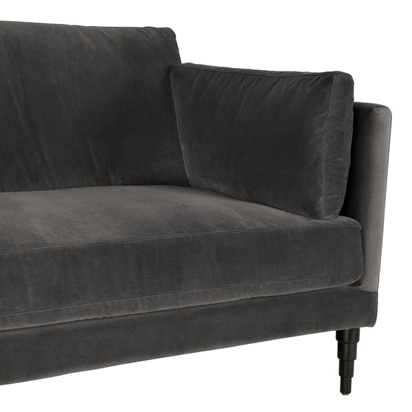Andalusia Velvet Upholstered 3-seater Sofa with Carved Wood Legs for Modern Living