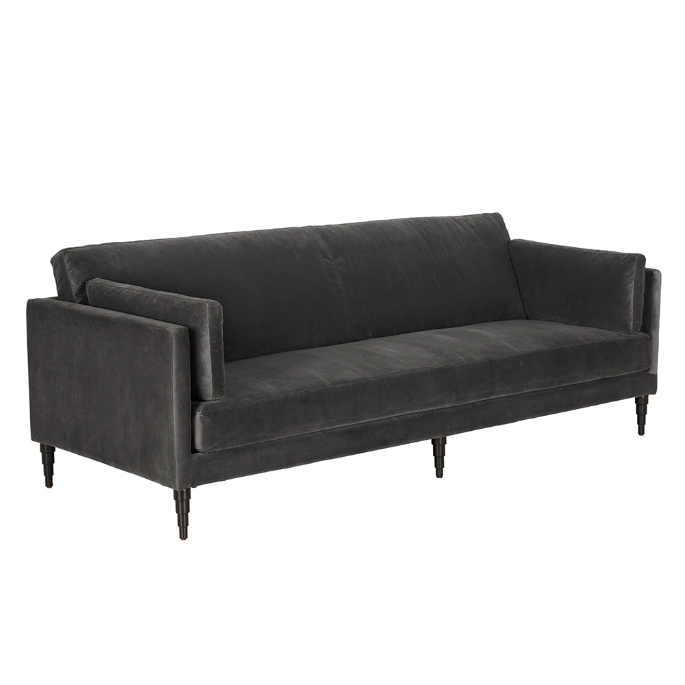 Andalusia Velvet Upholstered 3-seater Sofa with Carved Wood Legs for Modern Living