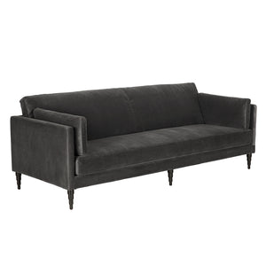 Andalusia Velvet Upholstered 3-seater Sofa with Carved Wood Legs for Modern Living