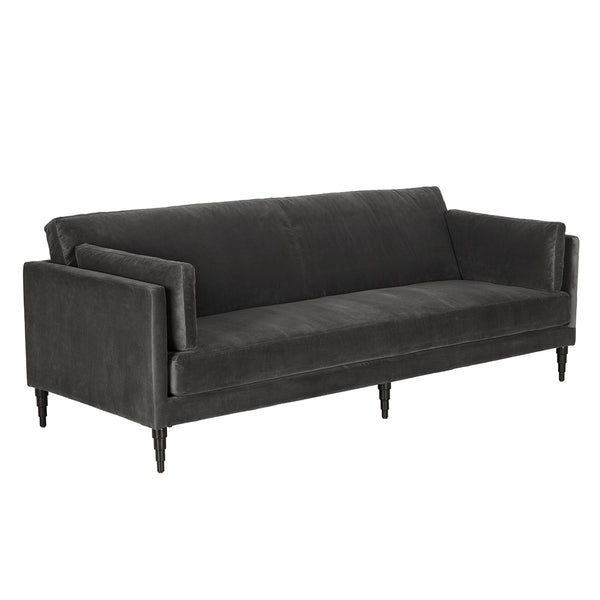 Andalusia Velvet Upholstered 3-seater Sofa with Carved Wood Legs for Modern Living