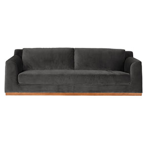 Seville Velvet Upholstered 3-seater Sofa with Walnut Plinth Base for Modern Living Rooms