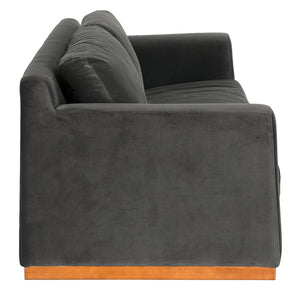 Seville Velvet Upholstered 3-seater Sofa with Walnut Plinth Base for Modern Living Rooms