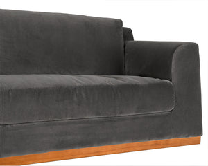 Seville Velvet Upholstered 3-seater Sofa with Walnut Plinth Base for Modern Living Rooms