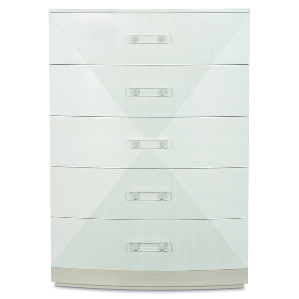 Bernhardt Bernhardt Axiom Tall Chest With Five Drawers, Acrylic-Metal Hardware, Linear White & Gray Finish 381119
