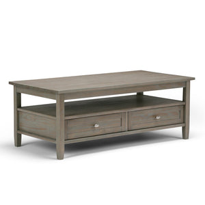 English Elm Warm Shaker Solid Wood Coffee Table - 48" Distressed Grey With Hidden Storage & Classic Style B136P159699-GIGA