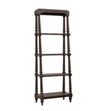 Revival Row Open Shelf Etagere Brown with Chimney Smoke Finish P348601 Pulaski Furniture