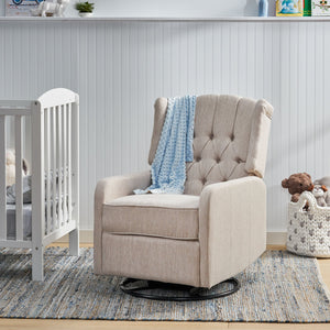 English Elm Christopher Knight Home® - Classic Linen Recliner Chair with 360° Swivel and Manual Recline, Durable Frame, Cozy Upholstery Beige 66842.00BGE
