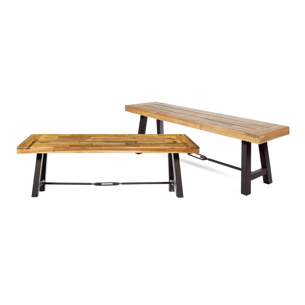 English Elm Catriona Solid Acacia Outdoor Bench Slatted Hardwood Patio Garden Seating 57240.00