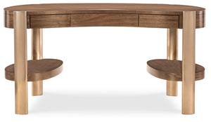 Hooker Furniture Eleana Sculptural Writing Desk In Light Caramel Walnut With Sunlit Bronze Legs And Custom Storage Options 7252-10458-85