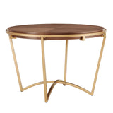 Piper Natural Finish Dining Table With Gold Metal Base