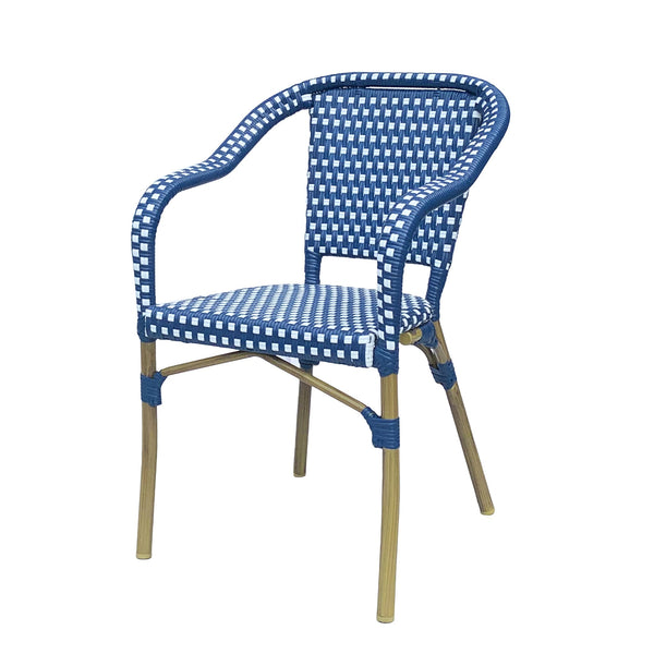 English Elm Bistro Chair Set of 2 French Country Woven Aluminum Outdoor Patio Seating Pair 72906.00NVY