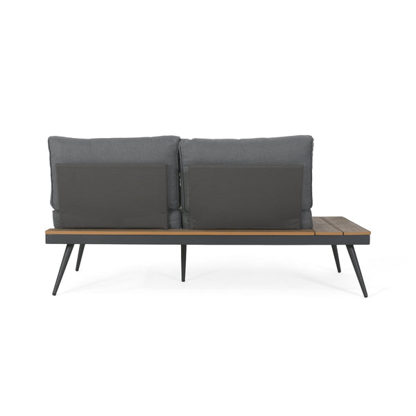 English Elm Norfolk Outdoor Left Sectional Seat with Mesh Back and Faux Wood Aluminum Frame 62750.00LGRY