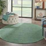 Nourison Positano POS01 Machine Made Power-loomed No Border Indoor/Outdoor Modern Outdoor Rug Blue Green, Blue Green 100% Polypropylene 99446790569