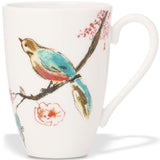 Chirp Watercolor Bird & Branch Porcelain Mug, Chip-Resistant, Multi-Use - 16 Oz