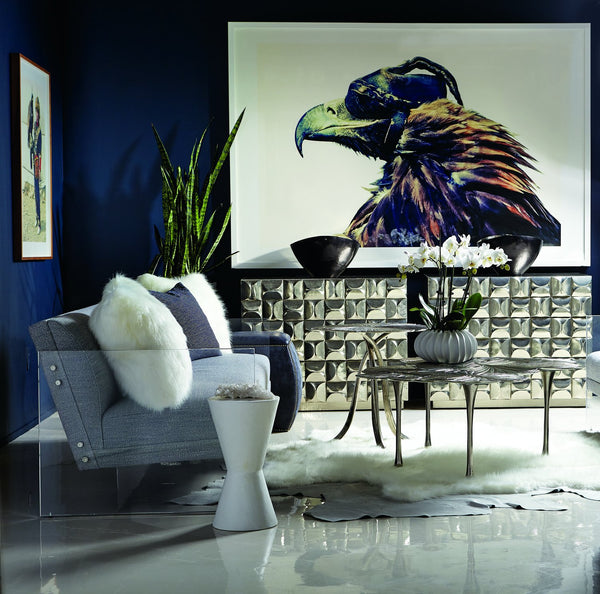 Bernhardt Bernhardt Annabella Ginkgo Leaf Cocktail Table — Satin Nickel Cast Aluminum, Sculptural Modern Centerpiece 379024