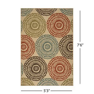 English Elm Christopher Knight Home® - MONTEGO Beige 697J 5'3" x 7'6" Polypropylene Area Rug – Durable Low-Pile 4mm Multicolor Accent, No Assembly Required 64176.00