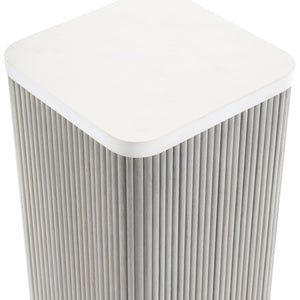 Bernhardt Bernhardt Colonnade Accent Table — Compact 13" Square Modern End Table With Reeded Gmelina Base, Faux Stone Top (23.5") 458124