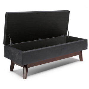English Elm Owen Rectangular Storage Ottoman - Stylish Distressed Black Faux Leather With Hidden Storage Space B136P159181-GIGA