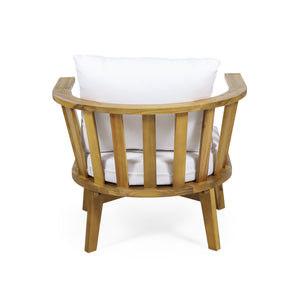 English Elm Christopher Knight Home® - Outdoor Acacia Wood Patio Club Chair — Teak Finish, Waterproof Plush Cushions, Deep Seating, 400lb Capacity, Stylish Slat Back 64851.00WHI
