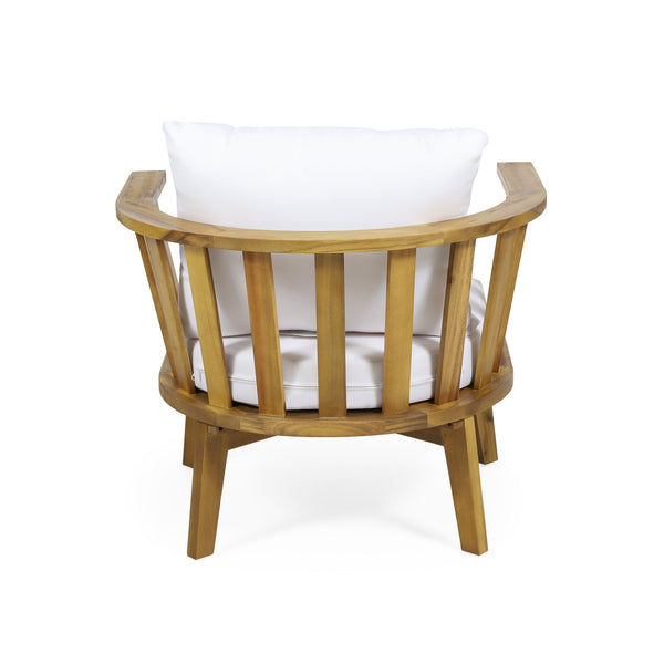 English Elm Christopher Knight Home® - Outdoor Acacia Wood Patio Club Chair — Teak Finish, Waterproof Plush Cushions, Deep Seating, 400lb Capacity, Stylish Slat Back 64851.00WHI