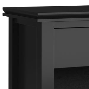 English Elm Artisan Black Bedside Table - Handcrafted Solid Wood With Spacious Drawer & Open Storage Shelf B136P158381