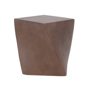 English Elm Outdoor Sculptural Twisted Cube Concrete Side Table for Patio Deck or Garden 73456.00