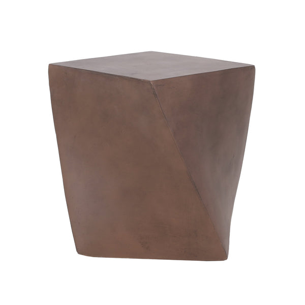 English Elm Outdoor Sculptural Twisted Cube Concrete Side Table for Patio Deck or Garden 73456.00