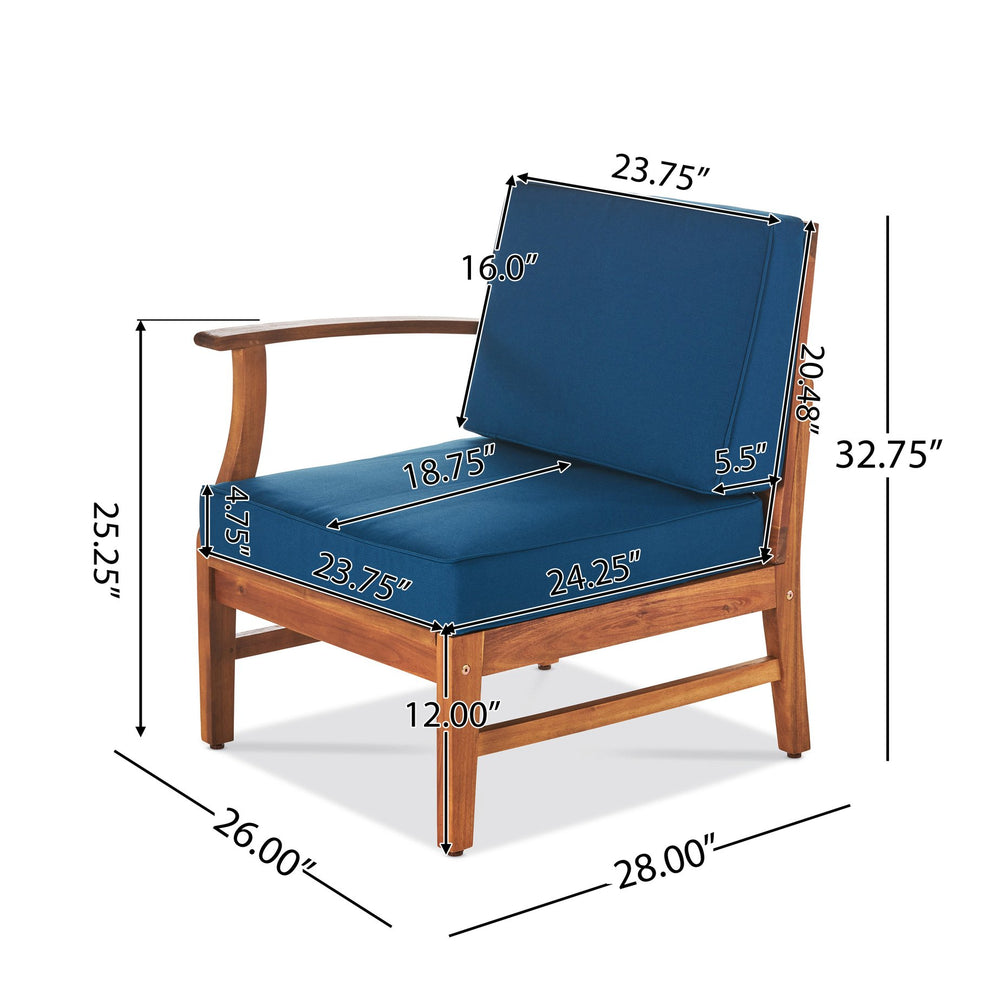 English Elm Perla Armless Accent Chair Tailored Low Profile Upholstered Seat for Living Room Blue 58941.00LBLU