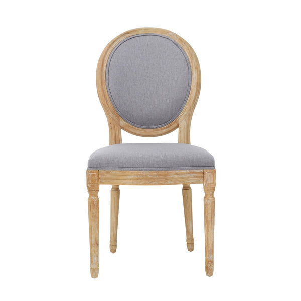 English Elm Kd French Country Rubberwood Dining Chairs Fluted Legs Padded Seat Set of 2 60352.00LGY
