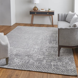 Feizy Rugs Eas69a9f Eastfield Artisanal Hand-woven Viscose And Wool Abstract Rug - Modern Style For Any Space Gray Viscose,Wool Eas69a9fdgy000b00