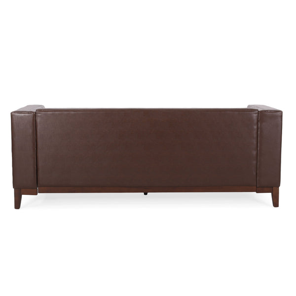 English Elm Christopher Knight Home® - 3 Seater Sofa - Mid-Century Modern Design In Dark Brown Pu, Plush Comfort For Compact Spaces 72146.00ADBRN_72146.00BDBRN