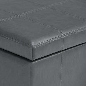 English Elm Amelia Storage Ottoman Bench with Hidden Compartment, Nailhead Trim, Stitched Faux Leather Seat Dark Gray B136P159108