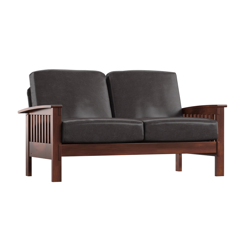 Homelegance By Top-Line Parcell Mission-Style Wood Loveseat Brown Rubberwood