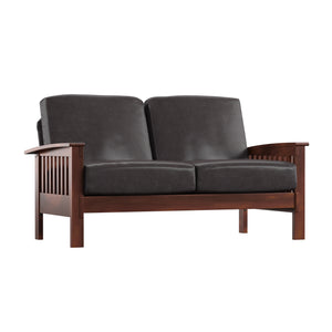Homelegance By Top-Line Parcell Mission-Style Wood Loveseat Brown Rubberwood