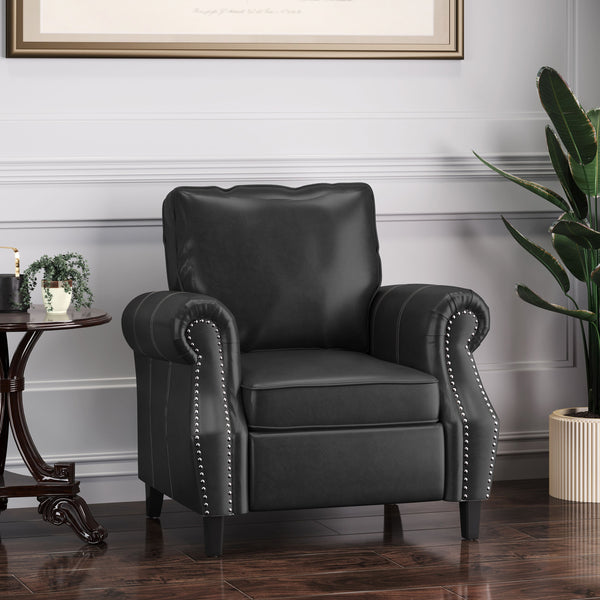 English Elm Club Chair Faux Leather Deep Seat Lounge with Dark Birch Legs for Living Room 71403.00PUMDNT