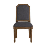 Homelegance By Top-Line Mayer Arched Linen and Wood Dining Chairs (Set of 2) Dark Grey Rubberwood