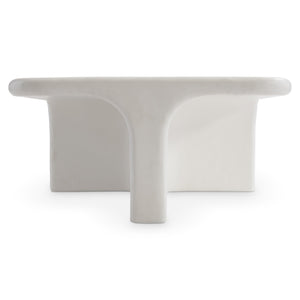 Bernhardt Bernhardt Sculptural Lennox Outdoor Cocktail Table — Chalky White Grp Concrete, Durable 56" W Centerpiece X10018
