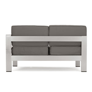 English Elm Cape Coral Outdoor Sectional Sofa Set with Aluminum Frame and Glass Top Coffee Table 57589.00