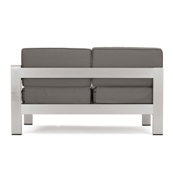 English Elm Cape Coral Outdoor Sectional Sofa Set with Aluminum Frame and Glass Top Coffee Table 57589.00