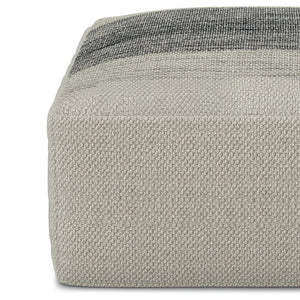 English Elm Sabella Handwoven Square Outdoor/Indoor Pouf - Grey White Recycled PET, Water & UV Resistant, Supportive Sitz 20"x20"x10" B136P159936