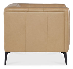 Hooker Furniture Nicolla Chesterfield-Inspired Stationary Chair In Texas Stone Top-Grain Leather With Matte Black Legs Brown SS637-01-070