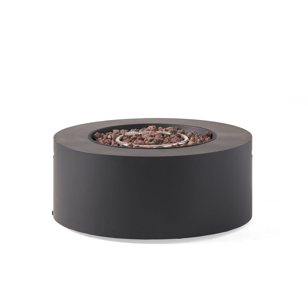 English Elm 32" Round Propane Fire Pit 40000 Btu Powder Coated Iron Outdoor Patio Centerpiece 67759.00DGRY-40K