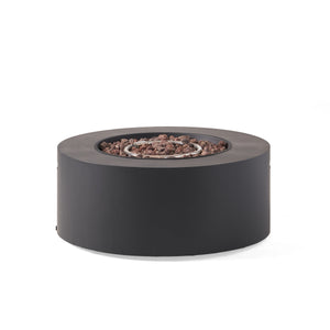 English Elm 32" Round Propane Fire Pit 40000 Btu Powder Coated Iron Outdoor Patio Centerpiece 67759.00DGRY-40K