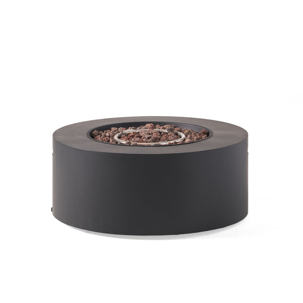 English Elm 32" Round Propane Fire Pit 40000 Btu Powder Coated Iron Outdoor Patio Centerpiece 67759.00DGRY-40K