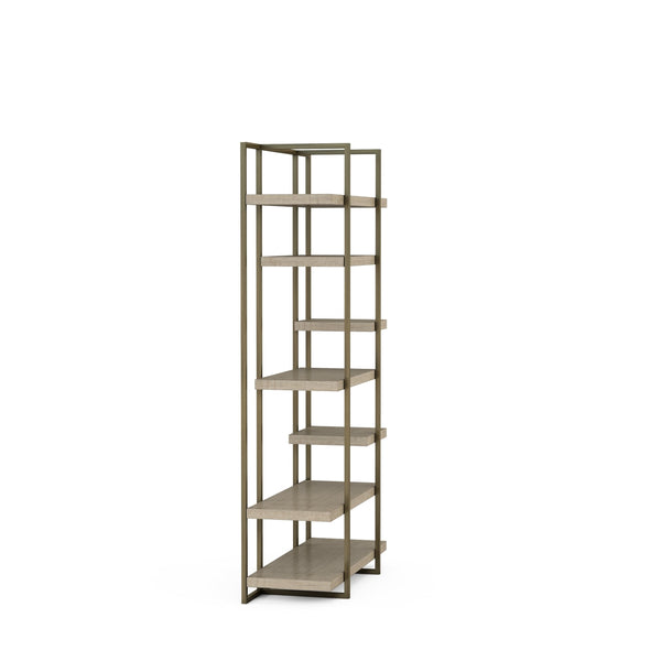 A.R.T. Furniture North Side Etagere - Modern Transitional Design With Flaxen Bronze Frame And 7 Stylish Shelves Brown Parrawood Solids,Quarter Figured,Fiddle Ash Veneer,Metal 269402-2556