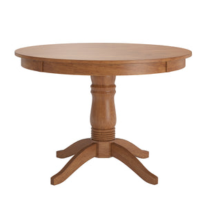 Homelegance By Top-Line Lorren Round Pedestal Base Dining Table Oak Rubberwood