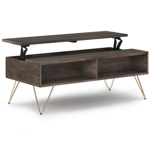 English Elm Hunter Lift Top Coffee Table - Versatile Ebony Finish With Smart Storage & Industrial Style Accents B136P158728