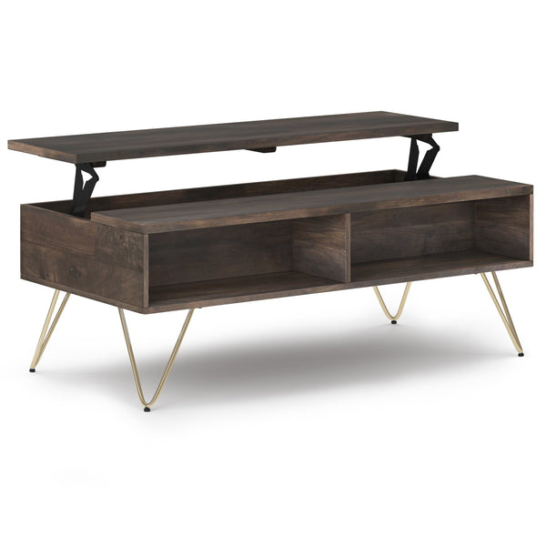 English Elm Hunter Lift Top Coffee Table - Versatile Ebony Finish With Smart Storage & Industrial Style Accents B136P158728