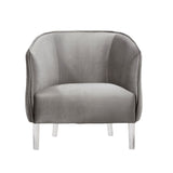 Homelegance By Top-Line Namine Velvet Barrel Back Acrylic Leg Accent Chair Silver Velvet